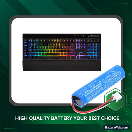 Corsair K57 RGB Wireless Gaming Keyboard Replacement Battery, 3.7V, 3400mAh, Li-ion 6
