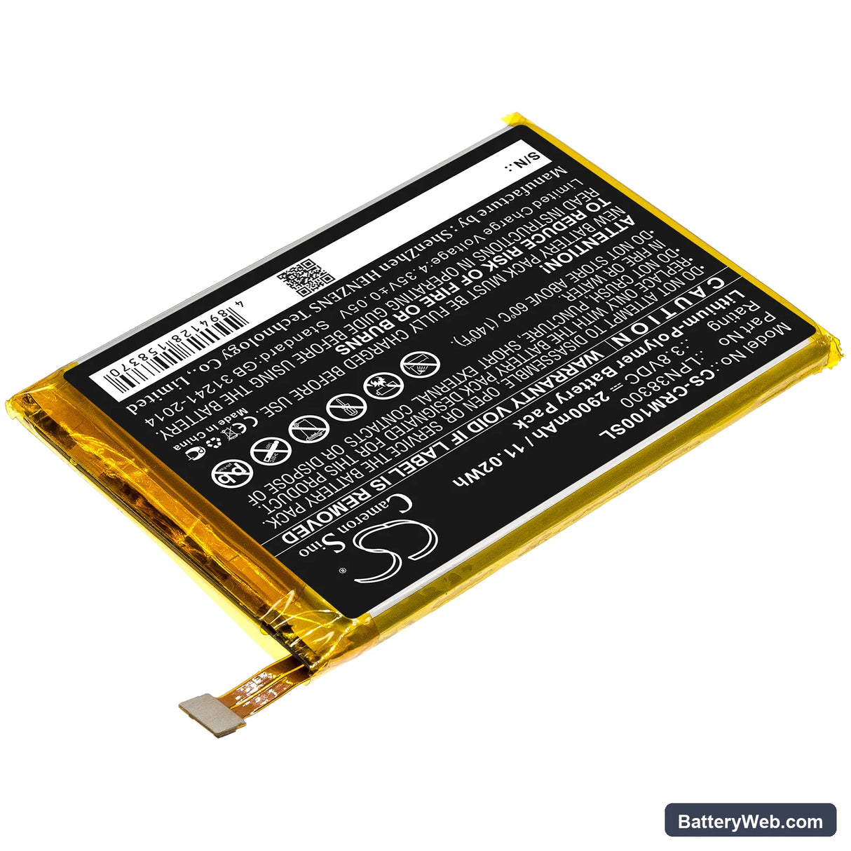 Crosscall Trekker M1 Replacement Battery, 3.8V, 2900mAh, Li-Polymer 2
