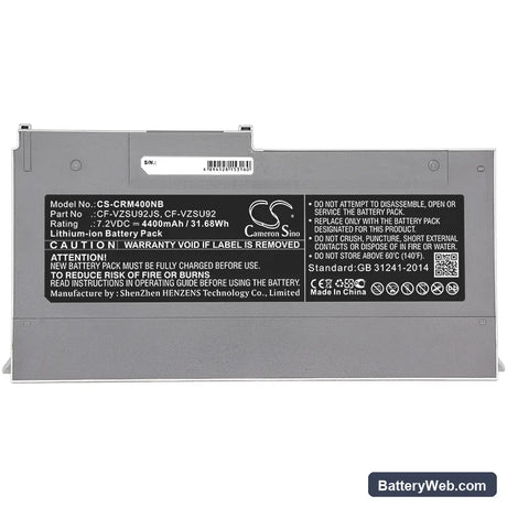 Panasonic CF-MX4 Replacement Battery, 7.2V, 4400mAh, Li-ion 5