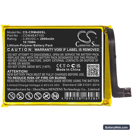 Crosscall Core M4 Replacement Battery, 3.85V, 2800mAh, Li-Polymer 3