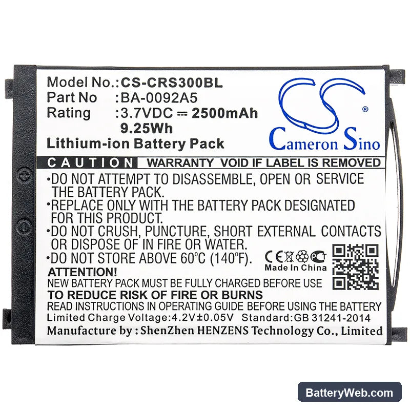 CipherLab RS30 Replacement Battery, 3.7V, 2500mAh, Li-ion 5
