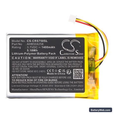 Corsair HS70 Replacement Battery, 3.7V, 1400mAh, Li-Polymer 3