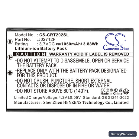 Creative Vado HD Replacement Battery, 3.7V, 1050mAh, Li-ion 3