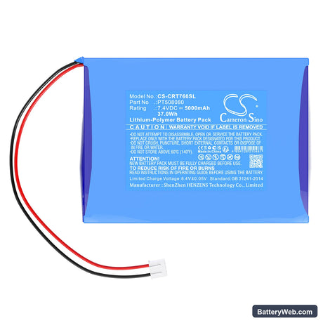 Creator ST-7600C Wireless Touch Screen Replacement Battery, 7.4V, 5000mAh, Li-Polymer 3