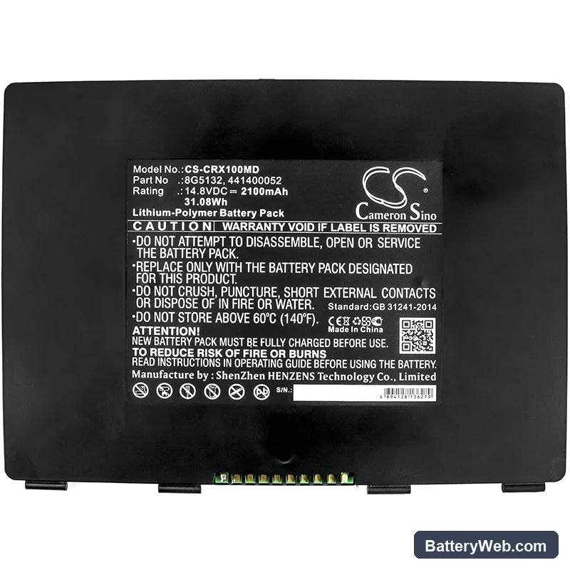 CareStream DRX-1 Replacement Battery, 14.8V, 2100mAh, Li-Polymer 3
