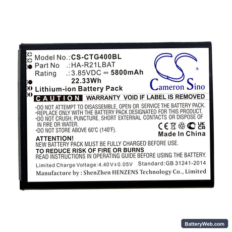 Casio IT-G400 Replacement Battery, 3.85V, 5800mAh, Li-ion 3