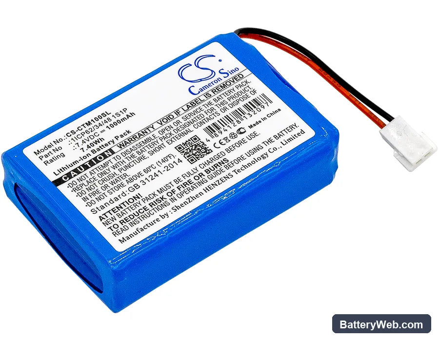 CTMS Eurodetector Replacement Battery, 7.4V, 1000mAh, Li-ion 1