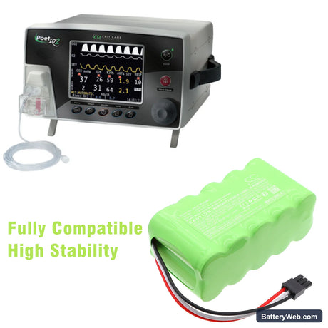 Criticare 8500Q Anesthetic Gas Monitor Replacement Battery, 12V, 2150mAh, Ni-MH 6