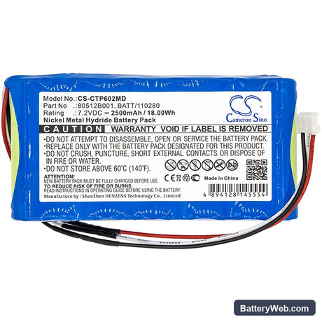 Criticare LT Plus Replacement Battery, 7.2V, 2500mAh, Ni-MH 3