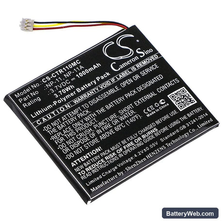 Casio TR Mini Replacement Battery, 3.7V, 1000mAh, Li-Polymer 1