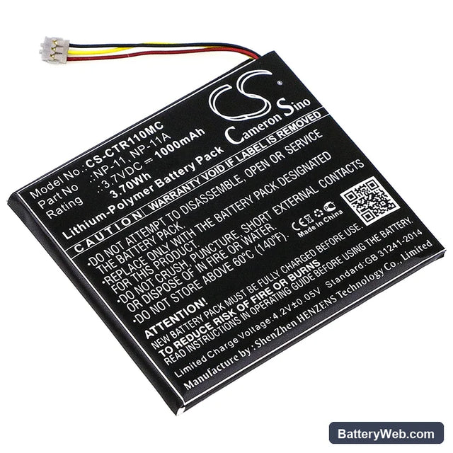 Casio TR Mini Replacement Battery, 3.7V, 1000mAh, Li-Polymer 1