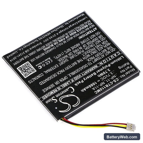 Casio TR Mini Replacement Battery, 3.7V, 1000mAh, Li-Polymer 2