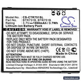 Casio GzOne Rock C731 Replacement Battery, 3.7V, 1000mAh, Li-ion 3