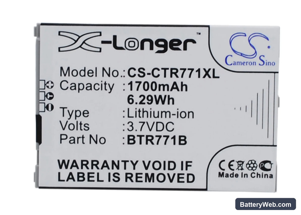 Casio GzOne Commando C771 Replacement Battery, 3.7V, 1700mAh, Li-ion 1