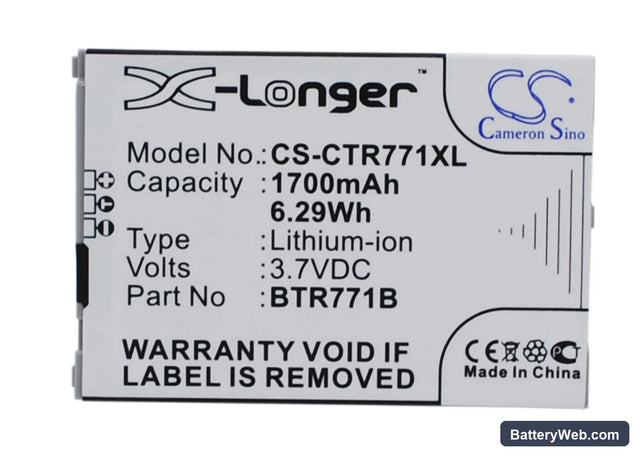 Casio GzOne Commando C771 Replacement Battery, 3.7V, 1700mAh, Li-ion 1