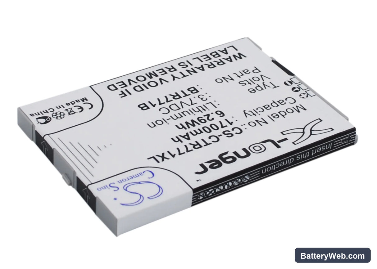 Casio GzOne Commando C771 Replacement Battery, 3.7V, 1700mAh, Li-ion 3