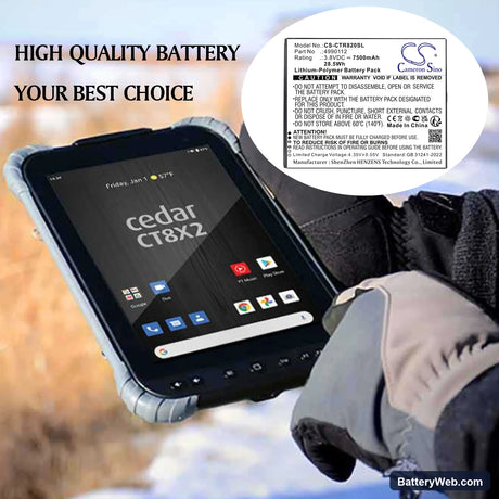 Cedar CT8 Replacement Battery, 3.8V, 7500mAh, Li-Polymer 6