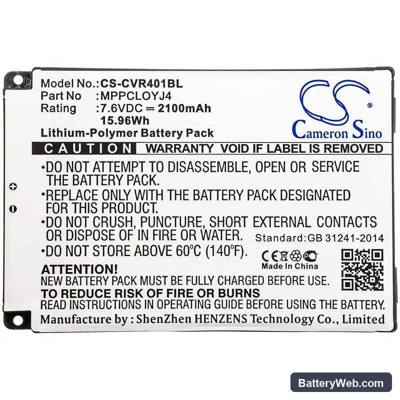 Clover C401U Replacement Battery, 7.6V, 2100mAh, Li-Polymer 5