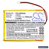 Cowon D2 2GB Replacement Battery, 3.7V, 1800mAh, Li-ion 3