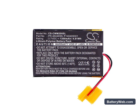 Cowon M2 Replacement Battery, 3.7V, 1300mAh, Li-Polymer 5