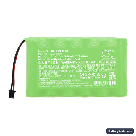 CaddX ZeroWire Control Panel Replacement Battery, 7.2V, 2000mAh, Ni-MH 3