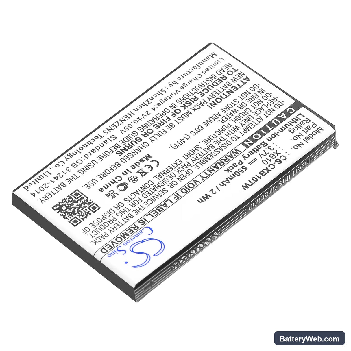 Xact Communication Wristlinx x3x Replacement Battery, 3.7V, 550mAh, Li-ion 2