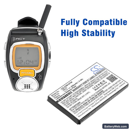 Xact Communication Wristlinx x3x Replacement Battery, 3.7V, 550mAh, Li-ion 6