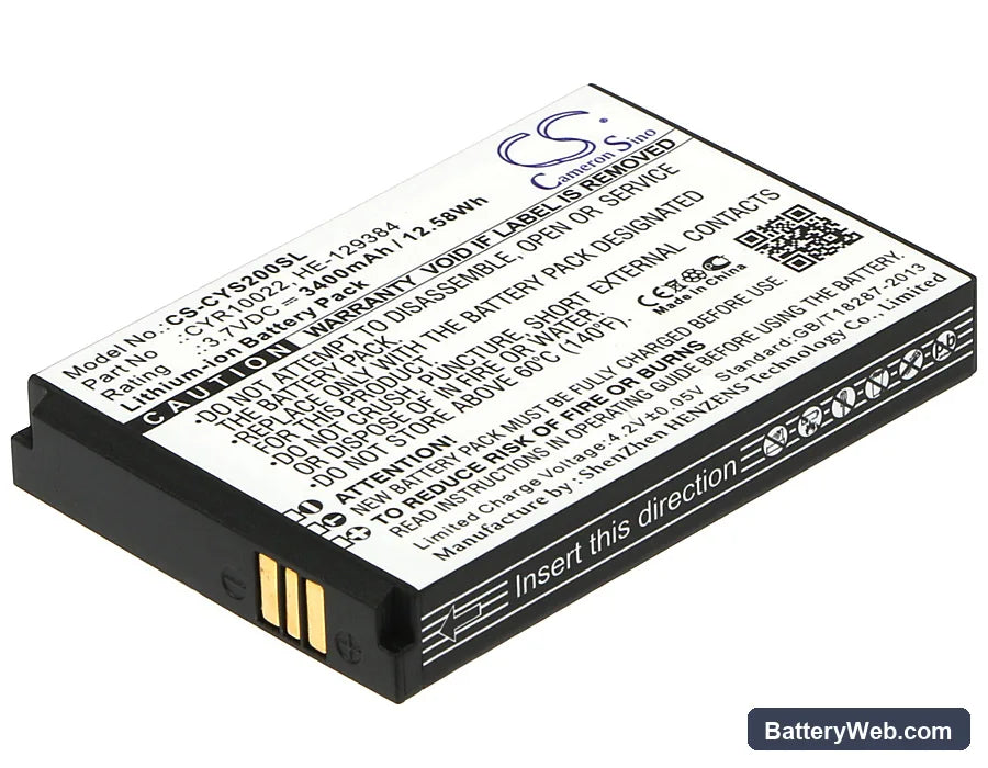 Cyrus CS20 Replacement Battery, 3.7V, 3400mAh, Li-ion 1