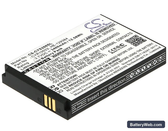 Cyrus CS20 Replacement Battery, 3.7V, 3400mAh, Li-ion 1