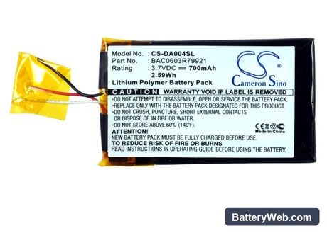 Creative Zen Wav Replacement Battery, 3.7V, 700mAh, Li-Polymer 5