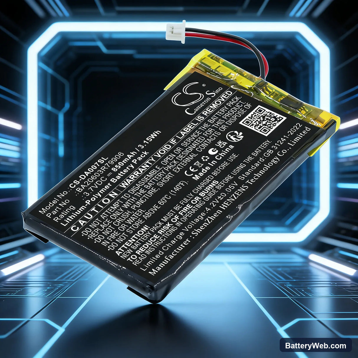 Creative Zen Neeon Replacement Battery, 3.7V, 850mAh, Li-Polymer 7