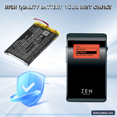 Creative Zen Neeon Replacement Battery, 3.7V, 1350mAh, Li-Polymer 6