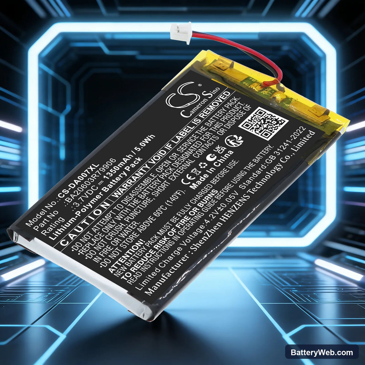 Creative Zen Neeon Replacement Battery, 3.7V, 1350mAh, Li-Polymer 7
