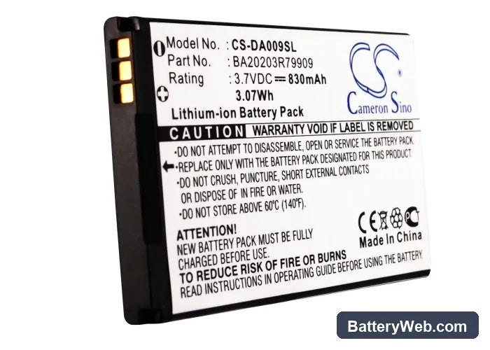 Creative Zen Micro Photo Replacement Battery, 3.7V, 830mAh, Li-ion 5