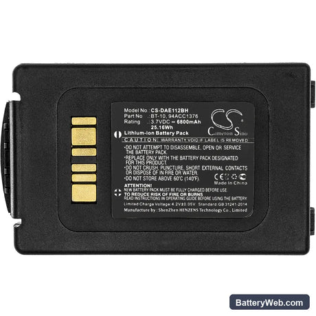 Datalogic ELF Replacement Battery, 3.7V, 6800mAh, Li-ion 3