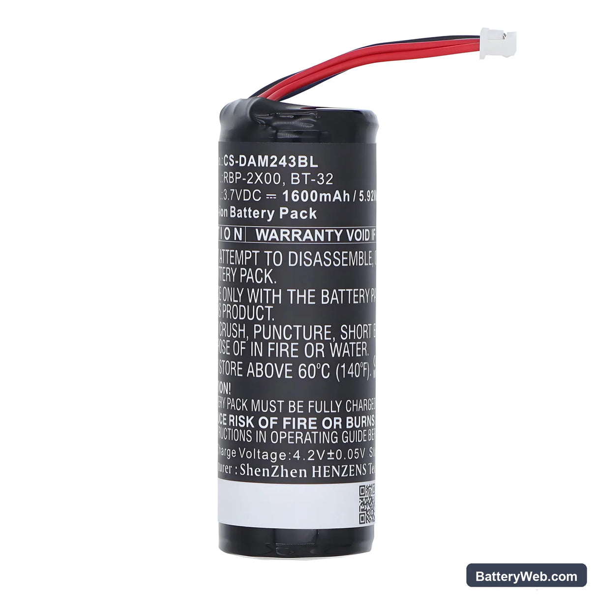 Datalogic QBT2131 Replacement Battery, 3.7V, 1600mAh, Li-ion 3