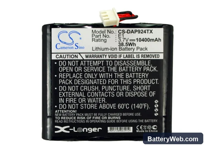 Pure EvokeE-1S Replacement Battery, 3.7V, 10400mAh, Li-ion 5