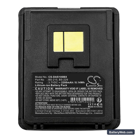 Datalogic Mobile Scorpio Replacement Battery, 3.7V, 2200mAh, Li-ion 3