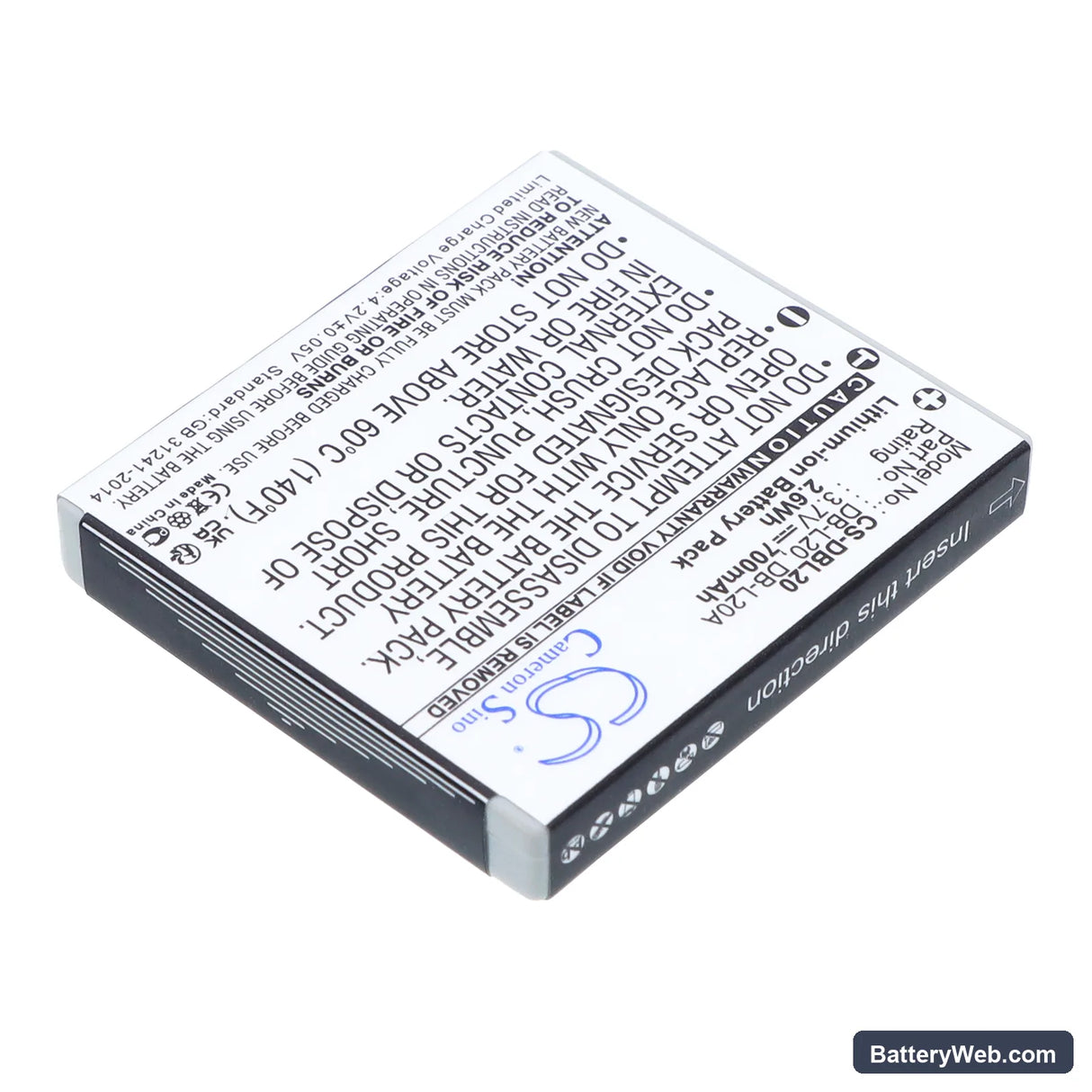 Sanyo Xacti VPC-E60 Replacement Battery, 3.7V, 700mAh, Li-ion 2