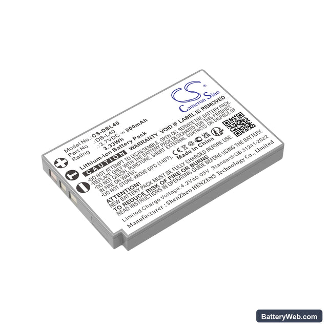 Sanyo Xacti DMX-HD800 Replacement Battery, 3.7V, 900mAh, Li-ion 1