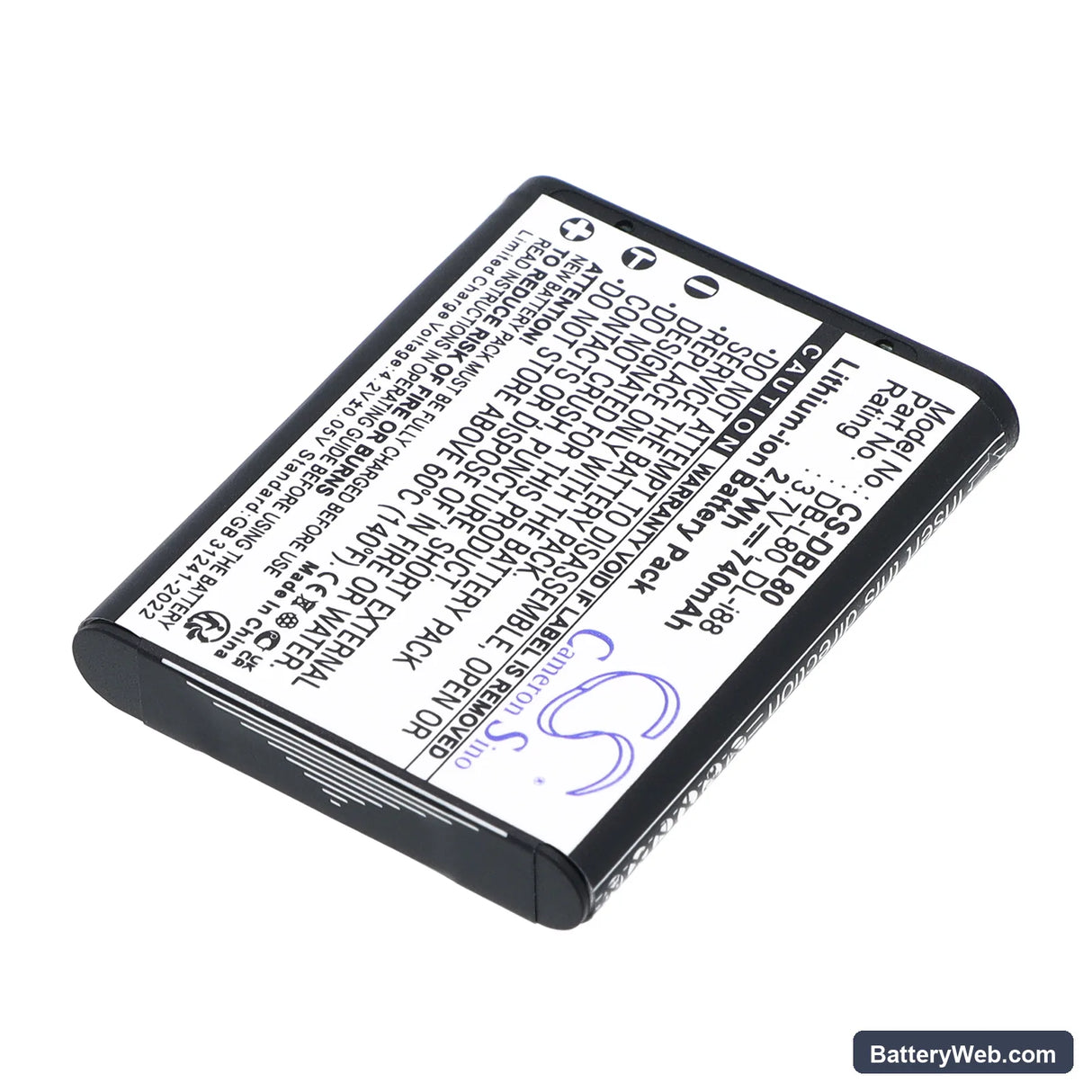 Pentax Optio P70 Replacement Battery, 3.7V, 740mAh, Li-ion 2