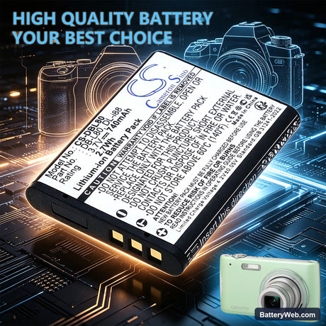 Pentax Optio P70 Replacement Battery, 3.7V, 740mAh, Li-ion 6
