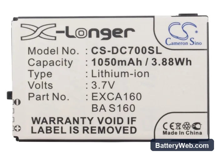 Dopod C720 Replacement Battery, 3.7V, 1050mAh, Li-ion 5