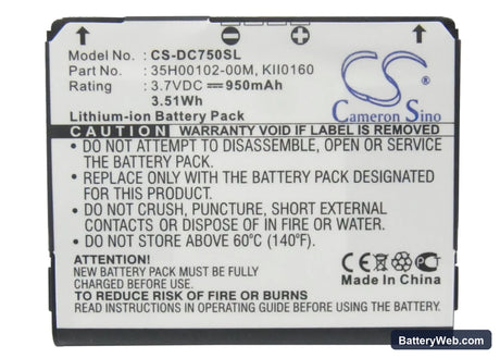 HTC Kii 100 Replacement Battery, 3.7V, 950mAh, Li-ion 5