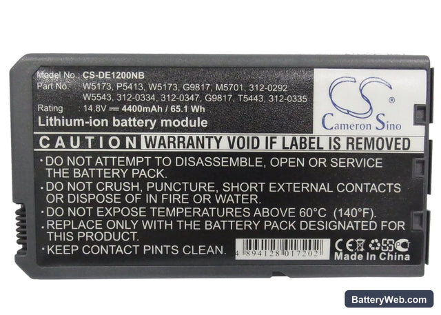 Dell Inspiron 1000 Replacement Battery, 14.8V, 4400mAh, Li-ion 1