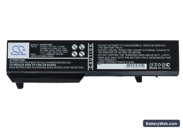 Dell Vostro 1310 Replacement Battery, 11.1V, 4400mAh, Li-ion 1
