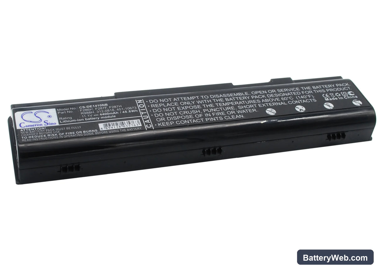 Dell Inspiron 1410 Replacement Battery, 11.1V, 4400mAh, Li-ion 2