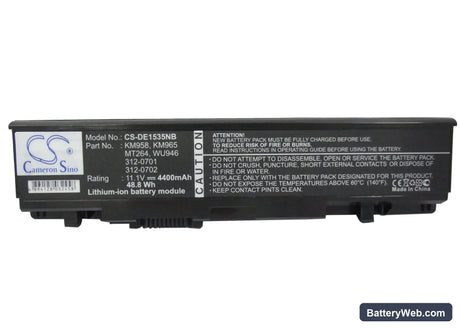 Dell Studio 1535 Replacement Battery, 11.4V, 4400mAh, Li-ion 5