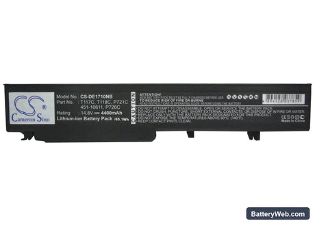 Dell Vostro 1710 Replacement Battery, 14.8V, 4400mAh, Li-ion 5