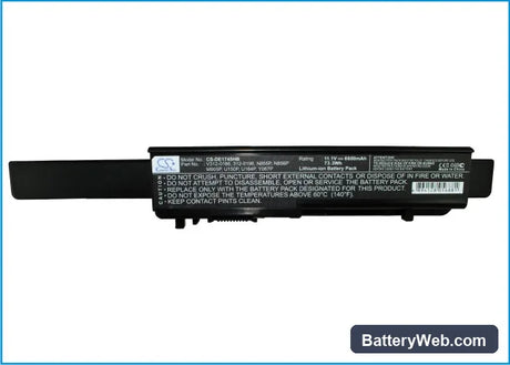 Dell Studio 17 Replacement Battery, 11.1V, 6600mAh, Li-ion 4